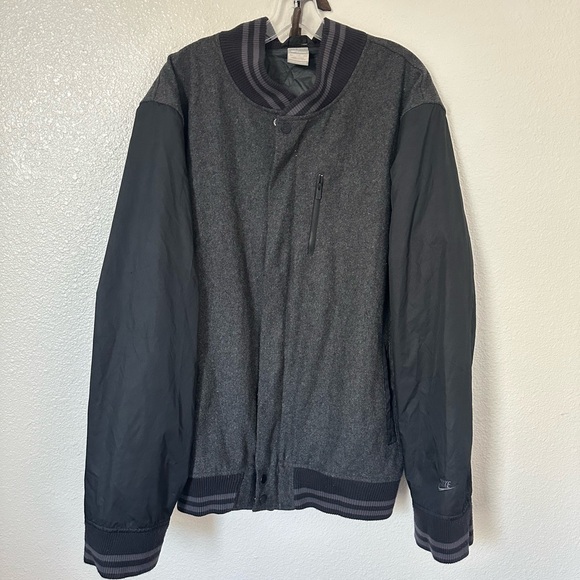 Nike Sportswear Mens Varsity Wool Blend Full Zip Jacket Charcoal Black~XXL - Picture 1 of 6